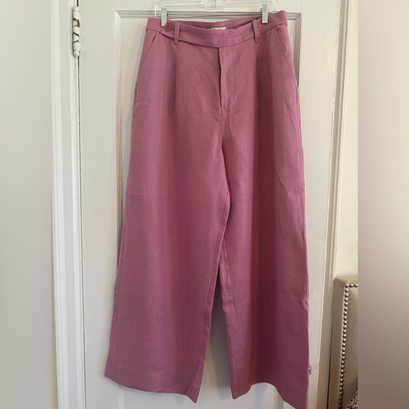The Harlow Wide-Leg Pant in 100% Linen, Shaded Pink - Picture 5 of 5